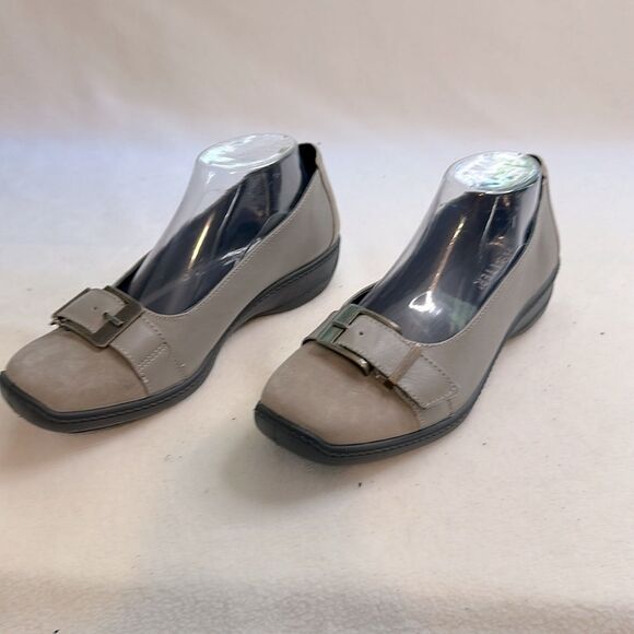 Hotter Taupe Mules with Buckle Detail - Picture 2 of 8